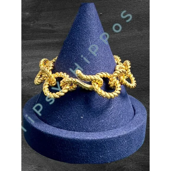 TORY BURCH Gold-Tone Chunky Rope Chain Link Bracelet With Toggle Clasp - Picture 2 of 8